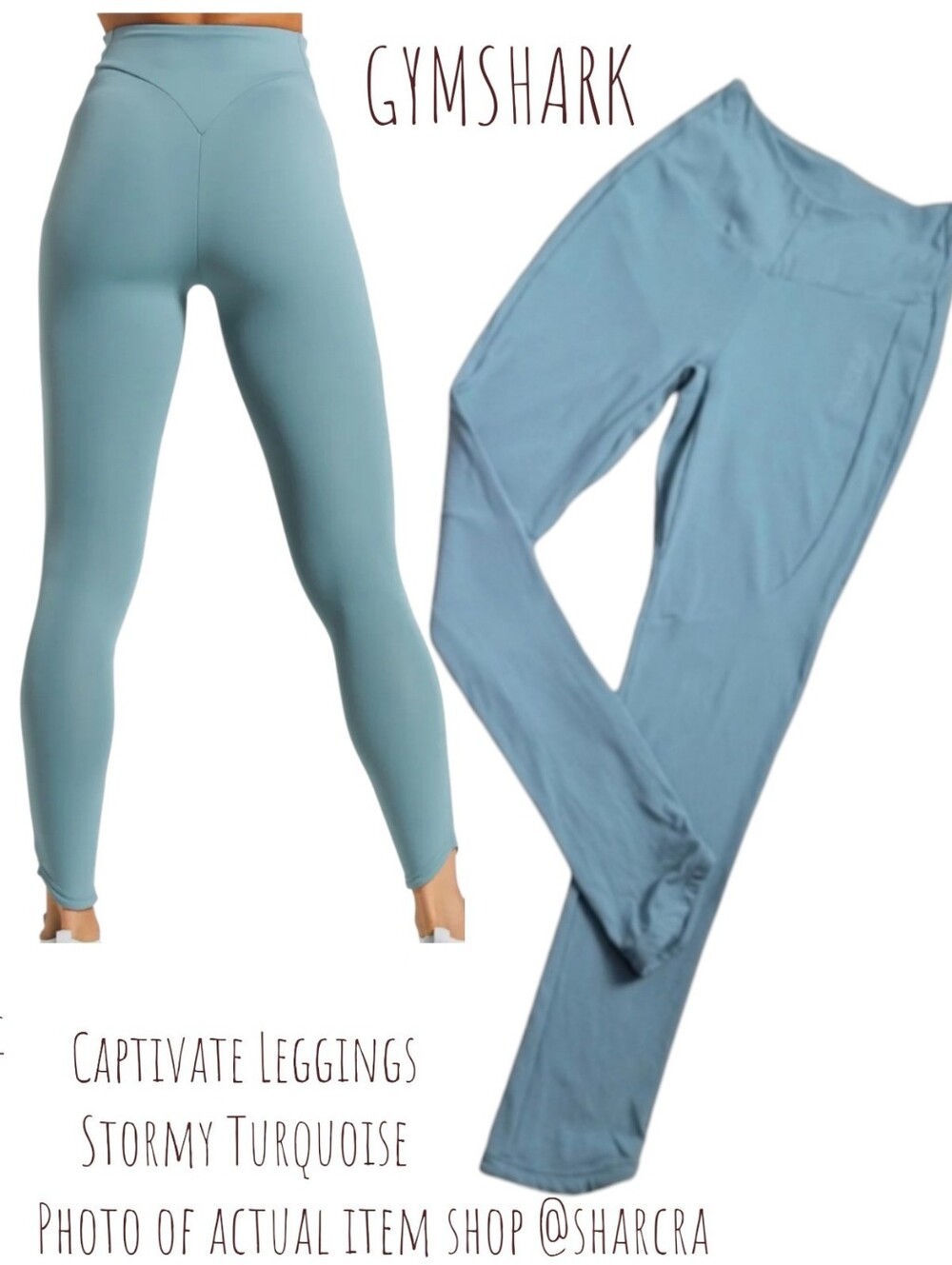 Gymshark Women Captivate Leggings naked feel high rise Stormy Turquoise Tights S